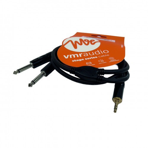 Mini plug 3,5 a 2 × plug 6,35 mono · 1 m