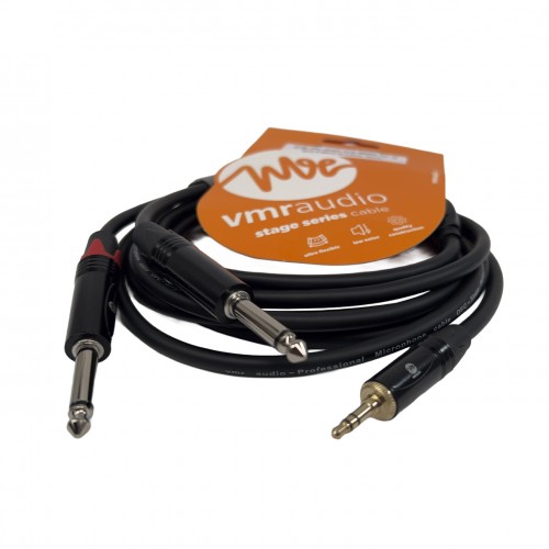 Mini plug 3,5 a 2 × plug 6,35 mono · 3 m