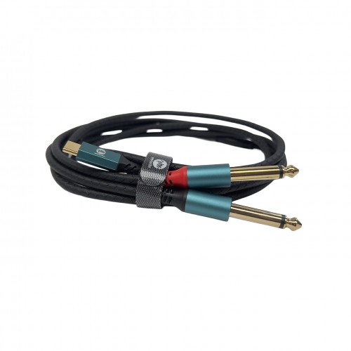 USB-C a 2 × plug 6,35 mono · 2 m