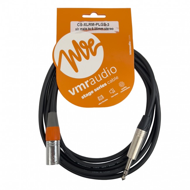 Cable Balanceado XLR Hembra a Plug stereo 1/4" (6,3mm) de 3 metros